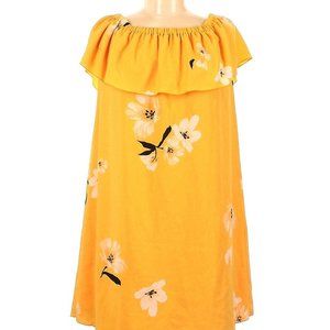 Aritzia Wilfred Yellow Floral Off the Shoulder Pockets Lined Dress M Tropical